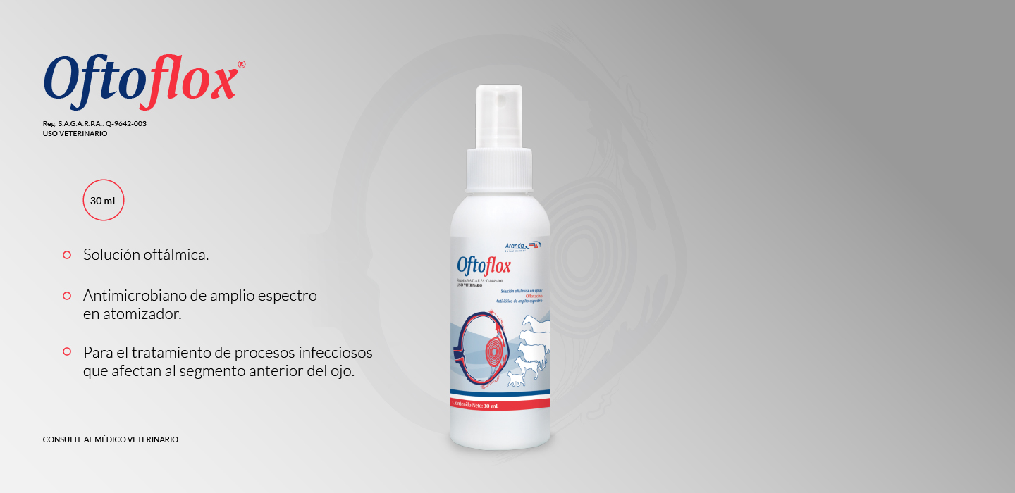 Oftoflox atomizador tratamiento infecciones oculares en animales